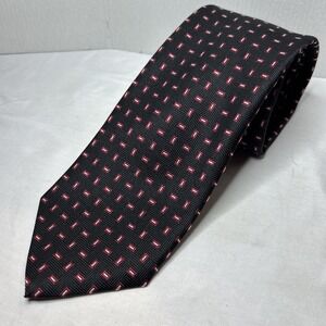 Brooks Brothers Silk Tie Black Red Geometric Men Necktie Stain Resistant‎